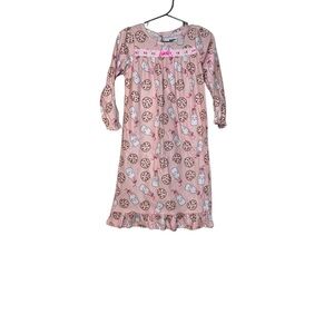 Toddler Girls Long Sleeve Nightgown Pink with Milk and Cookies Size 2T